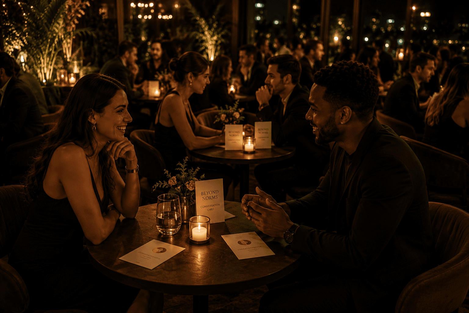 Guests smiling during a guided Beyond Norms conversation